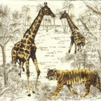 serviette en papier savane girafes tigre sauvage