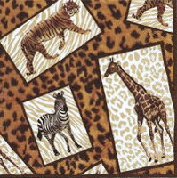 serviette en papier savane tigre girafe zèbre fond tacheté animaux
