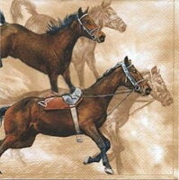 serviette en papier chevaux au galop selle équitation