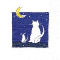 serviette en papier chats au clair de lune ciel bleu étoilé croissant de lune