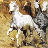 serviette en papier chevaux sauvages camargue nature blanc gris 