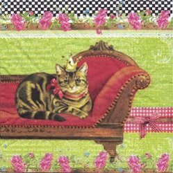 ANI329 CAT ON A RED SOFA 