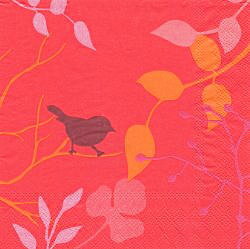 Ani068 Oiseau Sur Fond Rouge