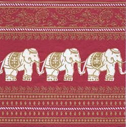 serviette papier éléphants Inde rouge royal parade