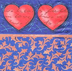 CEL013 RED HEARTS ON BLUE BACKGROUND