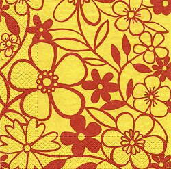 NAT131 ORANGE FLOWERS ON YELLOW BACKGROUND