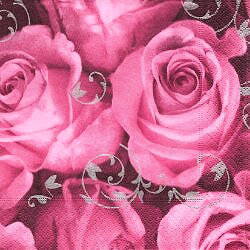 NAT151 FUCHSIA ROSES & SILVER DESIGNS