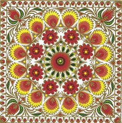 NAT195 KALEIDOSCOPE DE FLEURS JAUNES, ORANGES, ROUGES