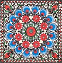 NAT196 KALEIDOSCOPE OF BLUE AND RED FLOWERS